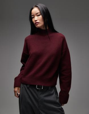 & Other Stories & Other Stories high neck relaxed knitted sweater in burgundy-Red