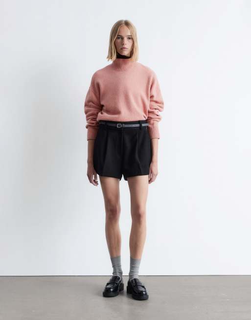 & Other Stories high neck relaxed  knitted sweater in pink, 4 of 4