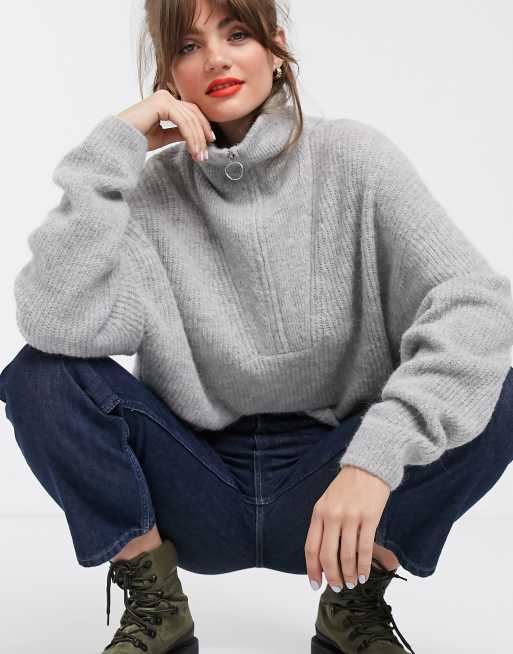 High neck zip on sale sweater