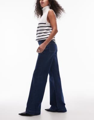 & Other Stories & Other Stories high rise flared jeans with patch pockets in blue wash