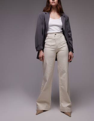 
Other Stories high rise flared jeans with patch pockets in ecru-White