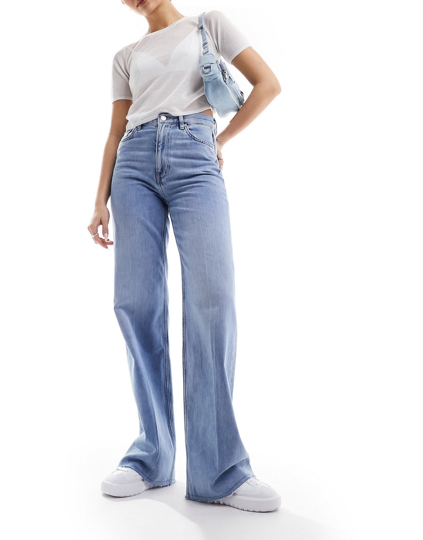 & Other Stories high rise straight leg jeans in light blue wash