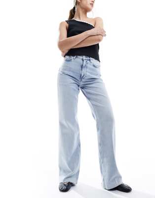 & Other Stories high rise straight leg jeans in soft true Blue wash