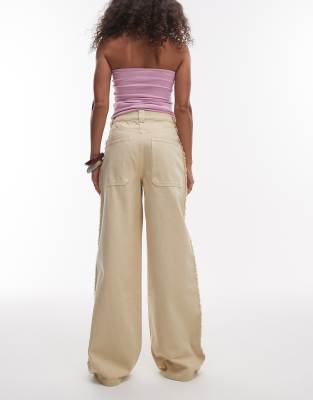 & Other Stories High Rise Wide Denim Jeans With Fray Detail In Neutral