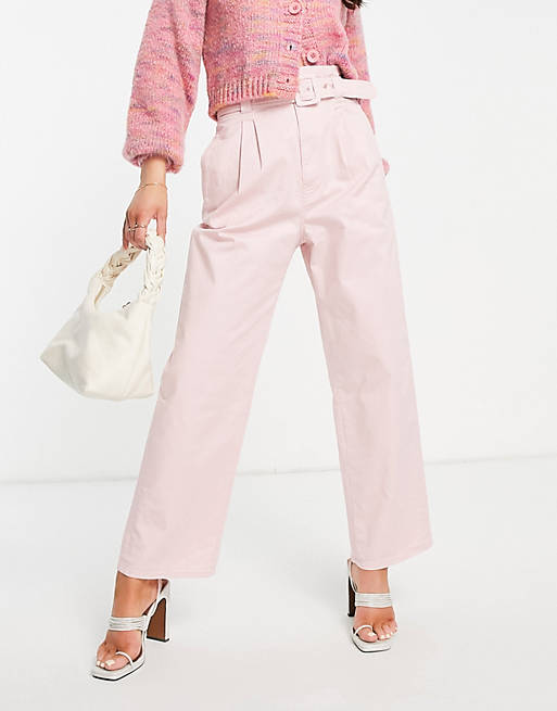 & Other Stories high waist belted trousers in pink