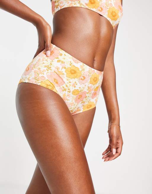 Floral print best sale high waisted bikini