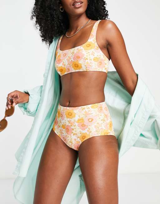 High waisted cheap floral bikini bottoms