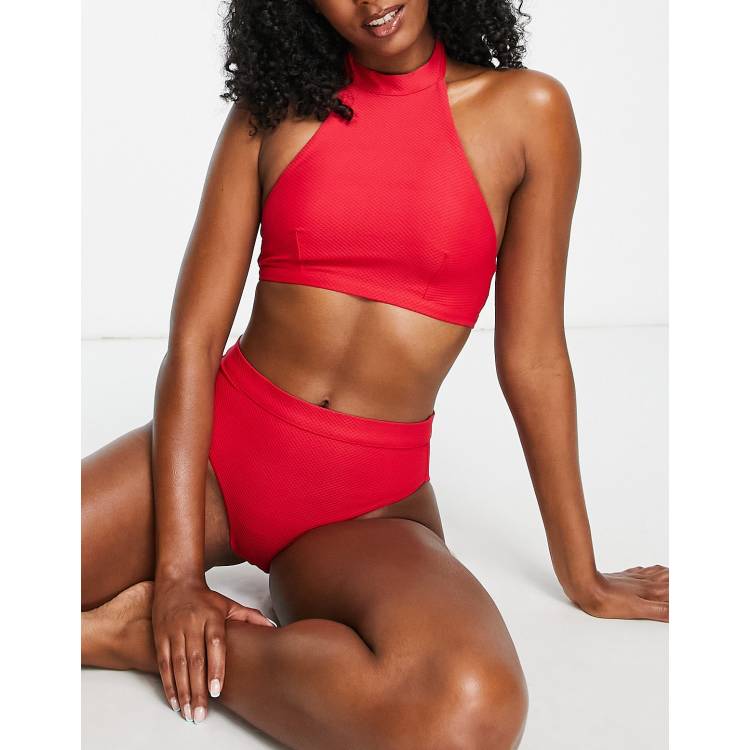 & Other Stories high waist bikini bottoms in red