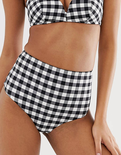 Swimwear & Beachwear & Other Stories high waist bikini briefs in black gingham 