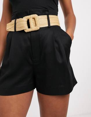 high waisted black cotton shorts