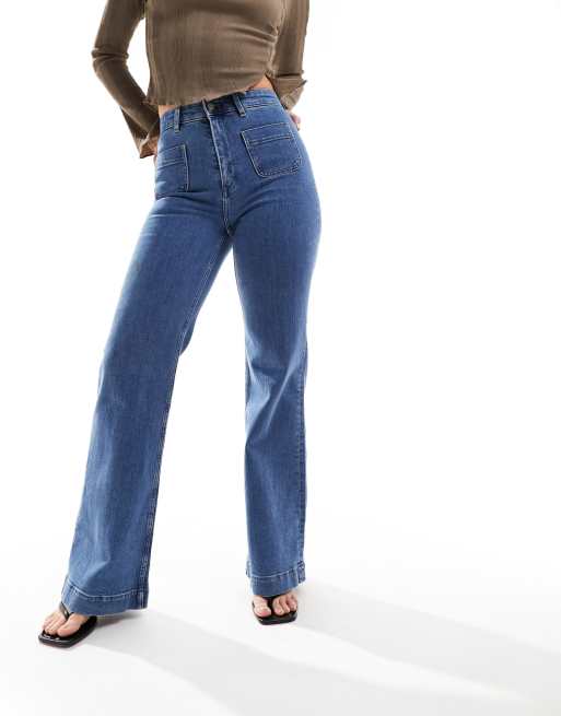 パンツ gienge SU high-waist flare denim Le Super High Flare jeans in blue - Frame | Mytheresa