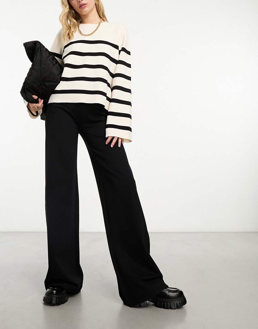 Other Stories &  High Waist Flared Pants With Clean Waistband In Black