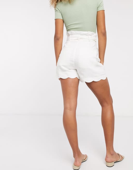 White sales scalloped shorts