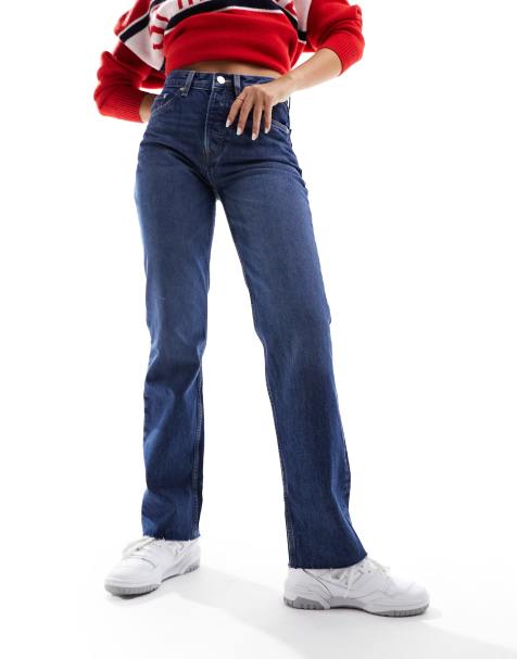 & Other Stories high waist slim leg jeans in dark blue - view 1