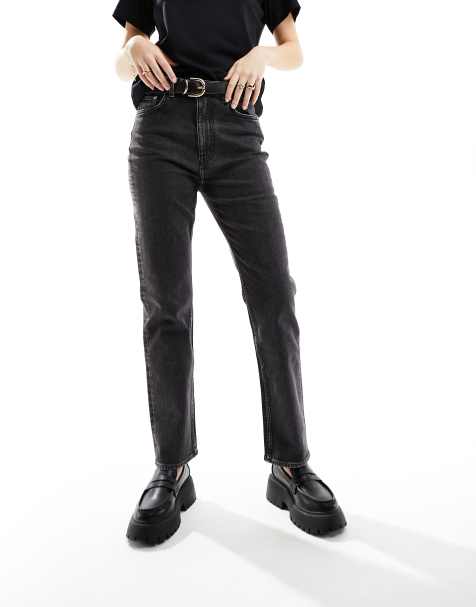 Black slim straight leg jeans