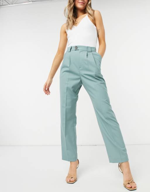 & Other Stories high waist straight leg pants in green