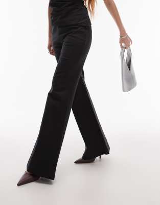 & Other Stories high waist stretch flare leg pants with front seam in black