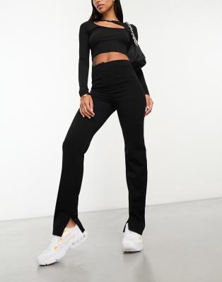 & Other Stories & Other Stories high waist tailored flared trousers with clean waistband in black