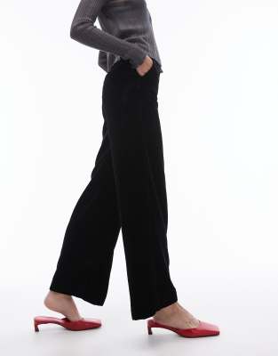 Shop & Other Stories High Waist Velvet Pants In Black