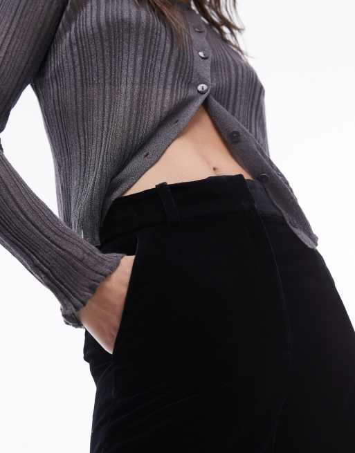 & Other Stories high waist velvet pants in black, 3 of 5