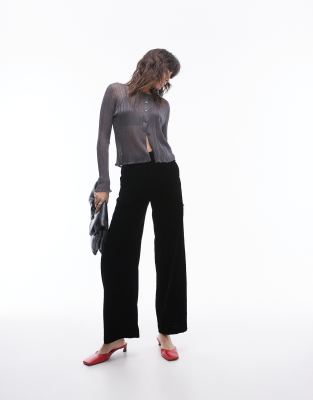 & Other Stories high waist velvet trousers in black φωτογραφία