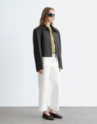 & Other Stories High Waist Wide Cropped Jeans In Gray