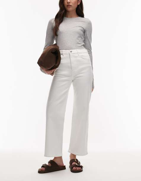 & Other Stories high waist wide cropped jeans in off white - view 1