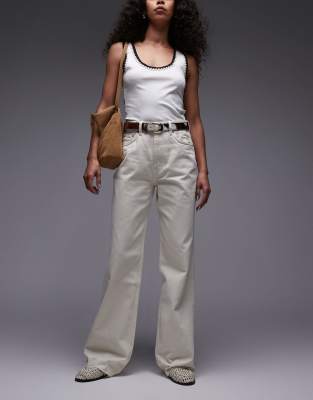 & Other Stories high waist wide leg jeans in ecru-White