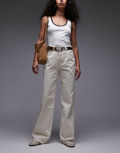 & Other Stories high waist wide leg jeans in ecru - view 1