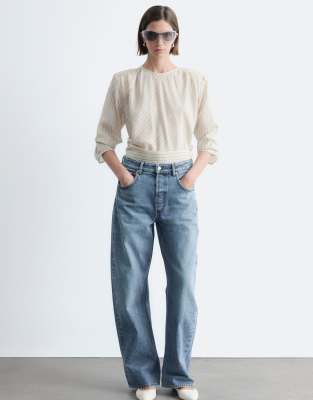 & Other Stories High Waist Wide Leg Jeans With Hemmed Cuffs In Blue