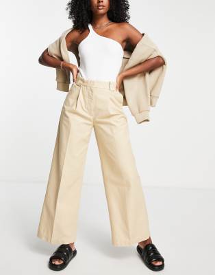 beige wide leg trousers