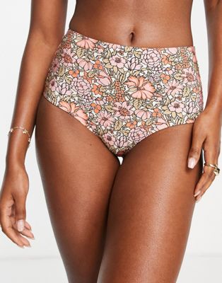 OTHER STORIES & OTHER STORIES HIGH WAISTED BIKINI BOTTOMS IN PINK FLORAL PRINT