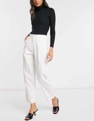 high rise white pants