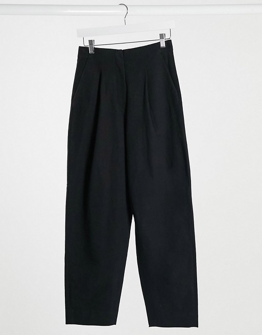& Other Stories high-waisted ovoid trousers in black