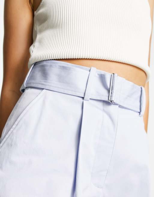  Other Stories high waisted shorts with belt in blue