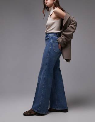 & OTHER STORIES HIGH RISE WIDE LEG JEANS WITH DOUBLE BUTTON WAISTBAND AND POCKET DETAIL 
