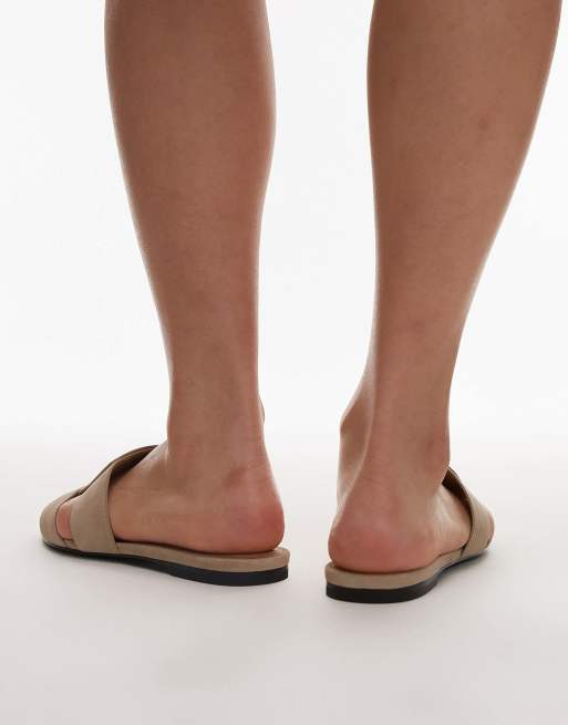& Other Stories – Hochwertige, eckige Wildleder-Sandalen in Hellbeige mit flachem Blockabsatz, 3 von 4