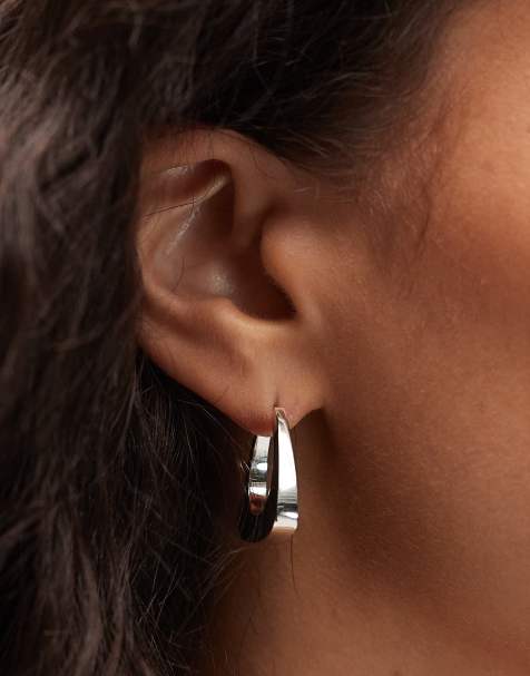 & Other Stories holland triangle hoop earrings in silver - view 1