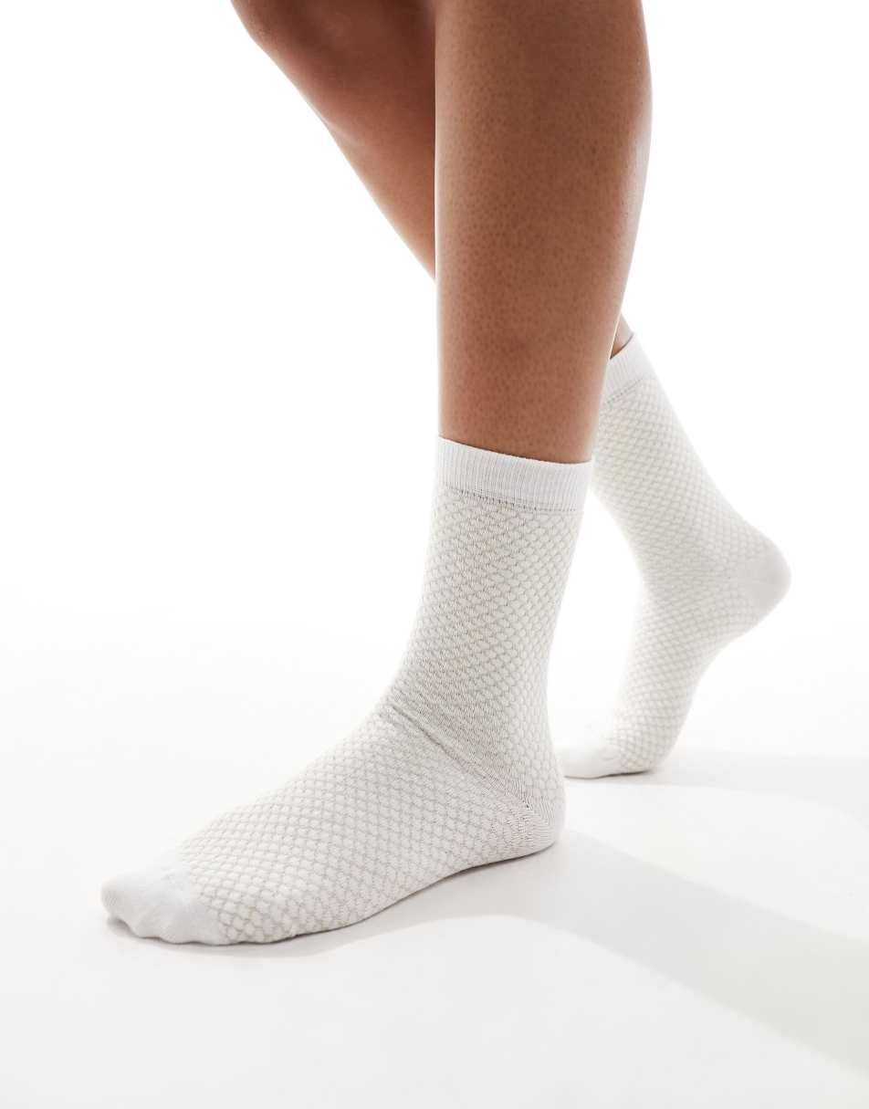 Other Stories honeycomb metallic thread socks in off white