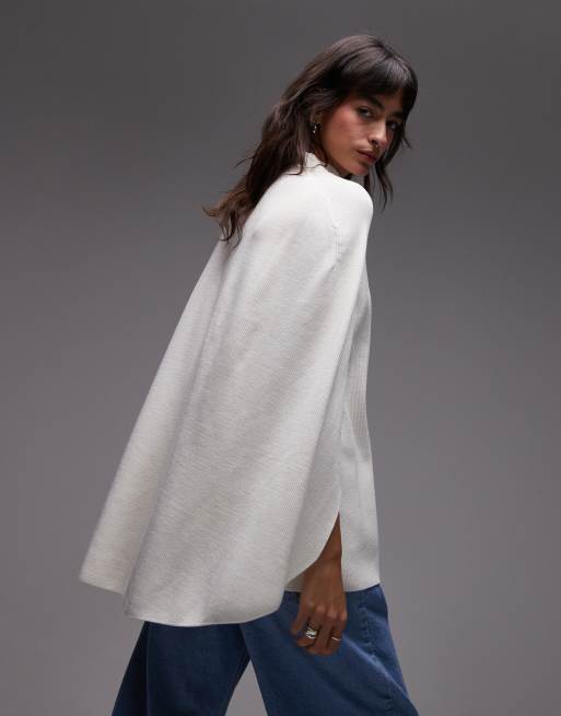 & Other Stories - Hoogsluitende gebreide sweater met cape aan de achterkant in wit , 4 van 4