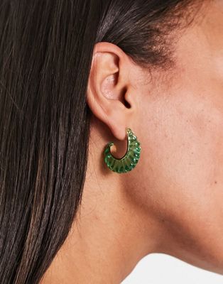 & Other Stories hoop earrings in green and gold