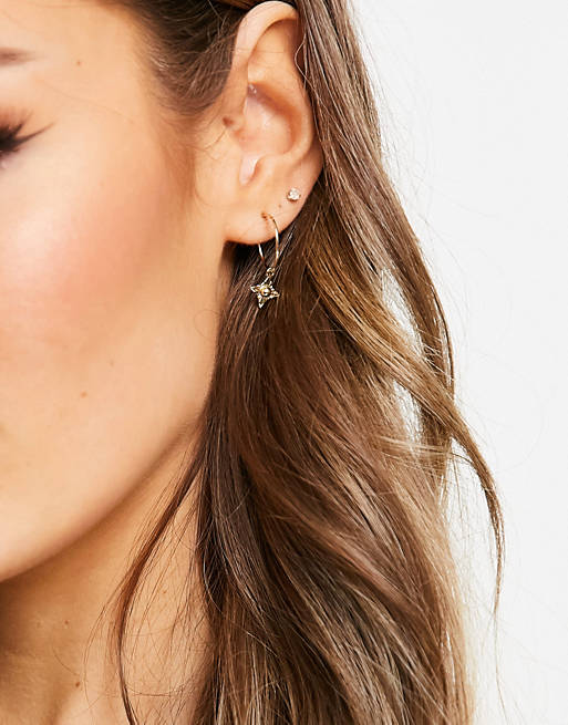 & Other Stories hoop earrings with star drop in gold