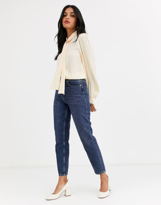 & Other Stories - Jacquard blouse met strik in zachtgeel, 4 van 4