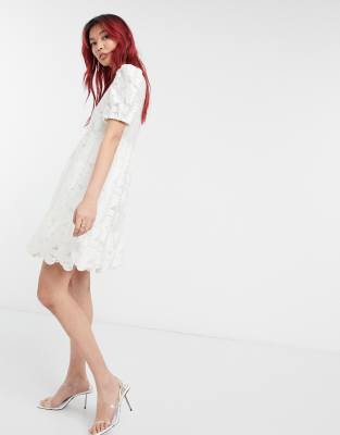 fit flare white dress