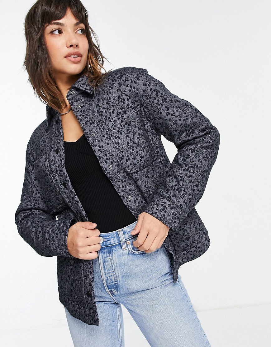 Other Stories &  Jacquard Floral Print Jacket In Blue-blues