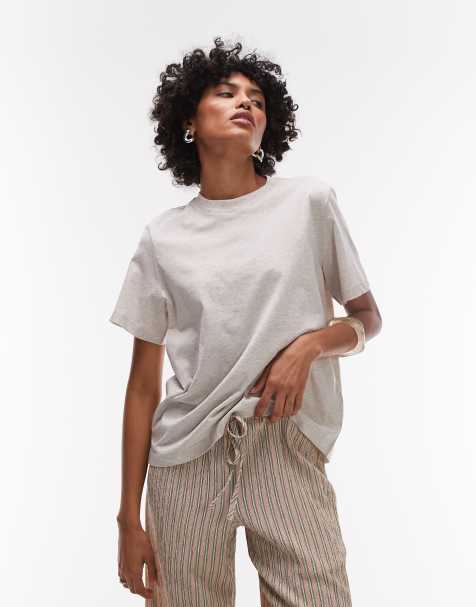 & Other Stories – Jasnobeżowy melanżowy T-shirt o luźnym kroju z krótkimi rękawami - view 1