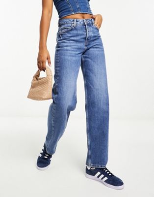 & Other Stories low rise tapered jeans in mid blue - ASOS Price Checker