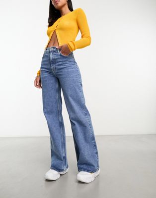 & Other Stories high waist wide leg jeans in love blue - ASOS Price Checker