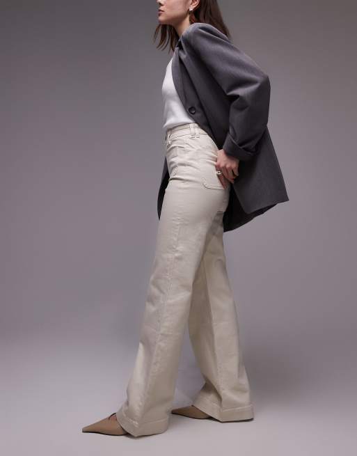 & Other Stories - Jeans a zampa écru a vita alta con tasche applicate, 2 di 5