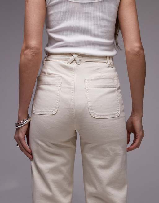 & Other Stories - Jeans a zampa écru a vita alta con tasche applicate, 5 di 5